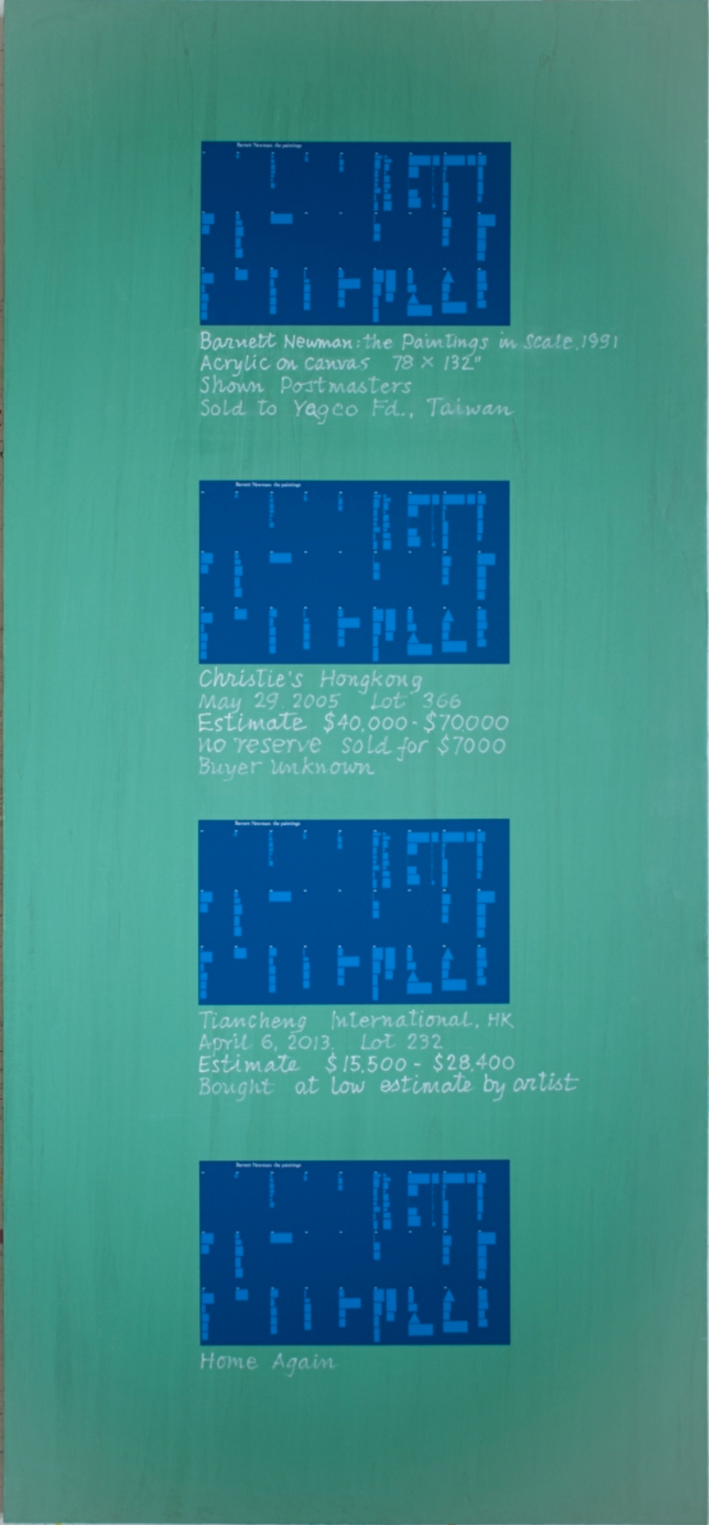 DAVID DIAO, Home Again (2013) acrylic and oil on canvas, 108 x 50-in