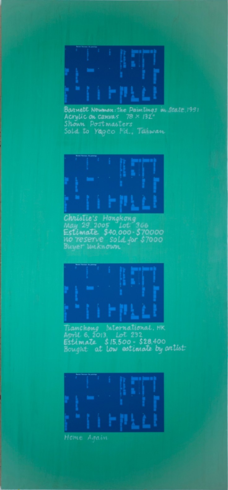 DAVID DIAO, Home Again (2013) acrylic and oil on canvas, 108 x 50-in